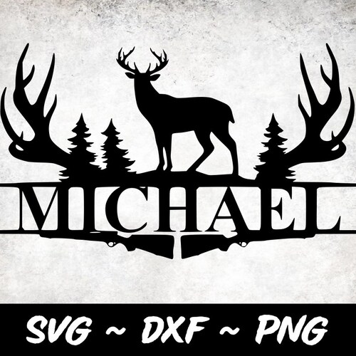 カッティングマシン用のカスタマイズされたハンティングモノグラムグラフィックデザイン（SVG、DXF、PNG）