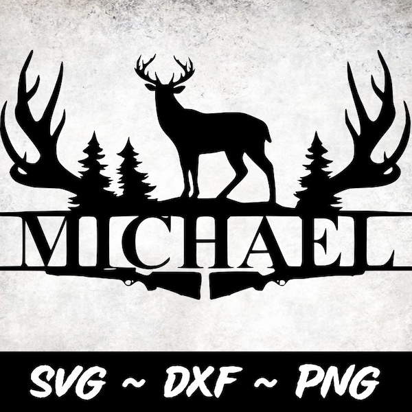 Personalisierte Jagd Monogramm Grafik Design für Schneidemaschinen SVG, DXF, & PNG