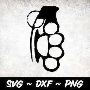 May include: Black and white silhouette of a knuckle duster.