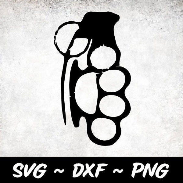 Brass Knuckle Hand Grenade Graphic Design for Cutting Machines SVG, DXF, & PNG Cricut