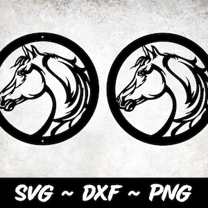 Mehrschichtiger runder Pferdekopf-Grafikdesign für Schneidemaschinen SVG, DXF, & PNG