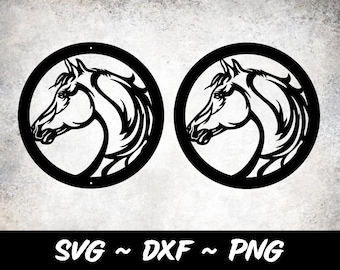Layered Round Horse Head Graphic Design for Cutting Machines SVG, DXF, & PNG
