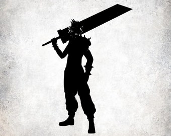 Cloud Strife Final Fantasy Graphic Design for Cutting Machines SVG, DXF, & PNG