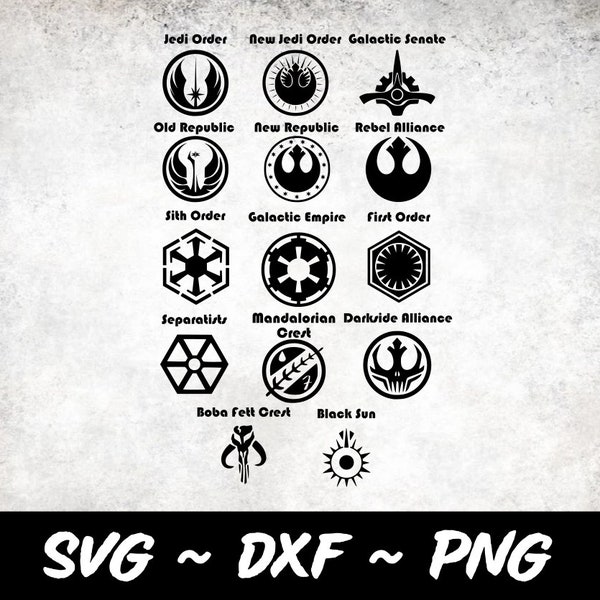 Layered Star Wars Faction Logo Graphic Designs for Cutting Machines SVG, DXF, & PNG Cricut