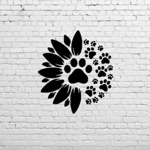 Sunflower Paw Prints Graphic Design for Cutting Machines SVG, DXF, & PNG