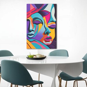 Abstrakte bunte Gesichter Leinwanddruck: Moderne Wandkunst