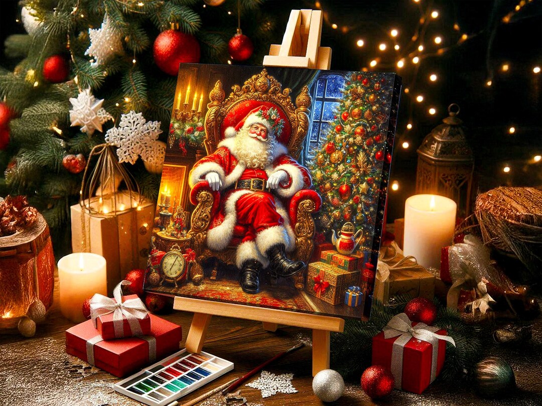 Portrait of Santa Claus Sitting His Throne and Smiling Christmas ...