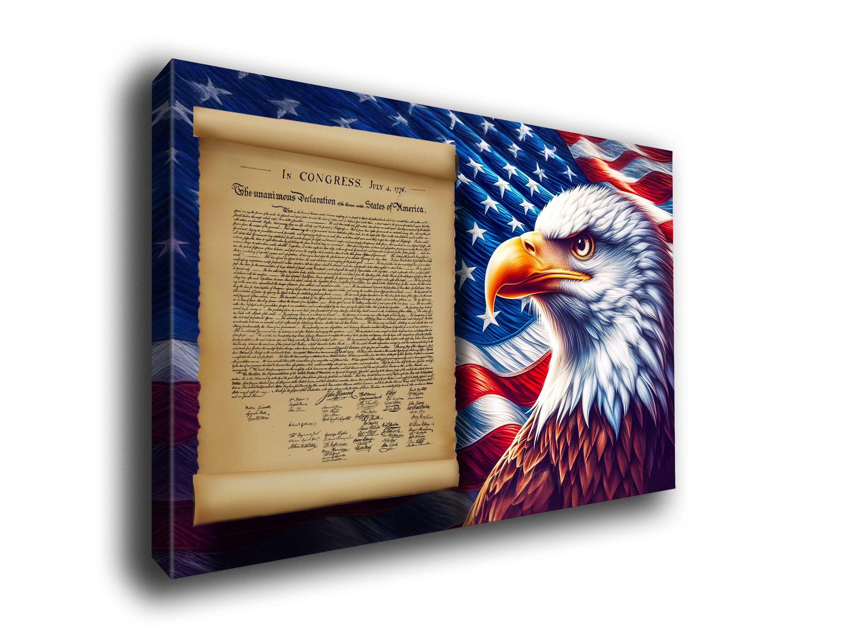 Independence Day Wall Art, Bald Eagle and Declaration of Independence ...