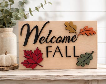 Wooden Rustic  / Colorful Autumn Seasonal Sign "Welcome Fall" - SVG FILE Download Only ! Digital Download !