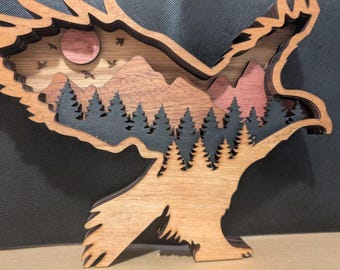 Decoración de águila de madera en capas 3D - SOLO ARCHIVOS SVG madera cortada a láser multicapa