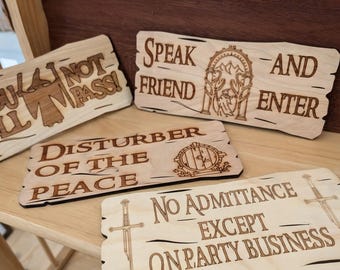 Wooden Rustic Lord of the Rings LOTR Medieval inspired Signs, 4 Designs - SVG FILE Download Only ! Digital Download !