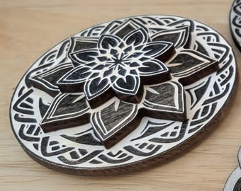 5 hermosos imanes de madera con mandalas celtas para nevera. 5 diseños diferentes - ¡SOLO descarga de archivo SVG! Descarga digital para que los hagas tú mismo.