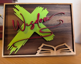 Estante de madera en capas 3D con palabras de la Biblia de la sabiduría cristiana de Jesús, decoración con soporte - SOLO ARCHIVO SVG madera cortada con láser multicapa