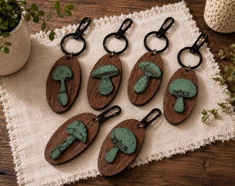 Beautiful Wooden Mushroom Keychains 6 Different Designs - SVG FILE Download ONLY ! Digital Download to make yourself
