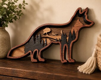 3d Layered Wood Fox Decor Maple leaf -  SVG FILE ONLY wood laser cut multilayered