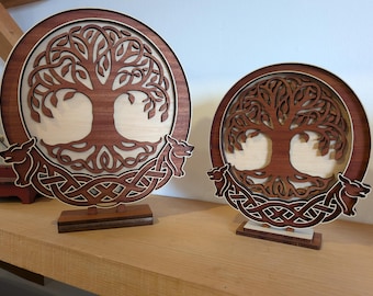 Árbol de la vida celta con lobo en madera multicapa 3D - SOLO ARCHIVOS SVG