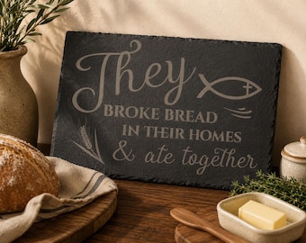 Christian Slate Charcuterie Board Design | Broke Bread & Ate together | Acts 2:46 |  Decor |  - SVG FILE Download Only ! Digital Download !