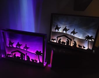 Adorno navideño de Natividad en capas 3D, decoración religiosa - SOLO archivo SVG - NO un artículo físico, madera cortada con láser