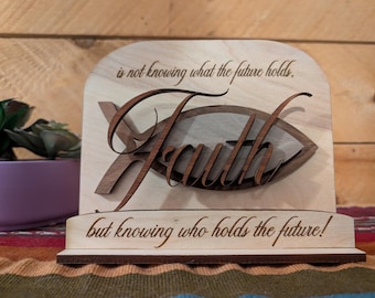 Decoración cristiana de fe de Jesús en madera en capas 3D - SOLO ARCHIVO SVG madera cortada con láser multicapa