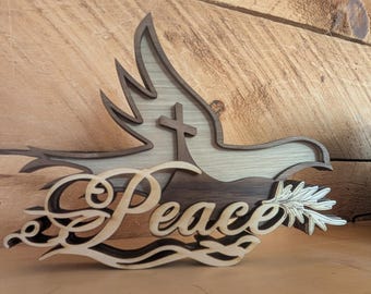 Decoración cristiana de paloma de la paz de madera en capas 3D - SOLO ARCHIVO SVG madera cortada a láser multicapa