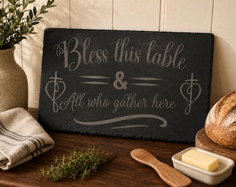 Christian Slate Charcuterie Board Design | Bless This Table | Engraved |  Decor |  - SVG FILE Download Only ! Digital Download !