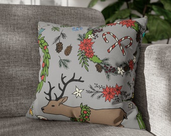 Reindeer Christmas Pillowcase, Winter Holiday Home Decor