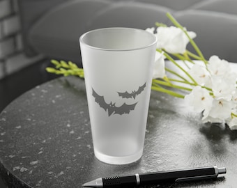 Halloween Bat Frosted Pint Glass, Gothic Barware
