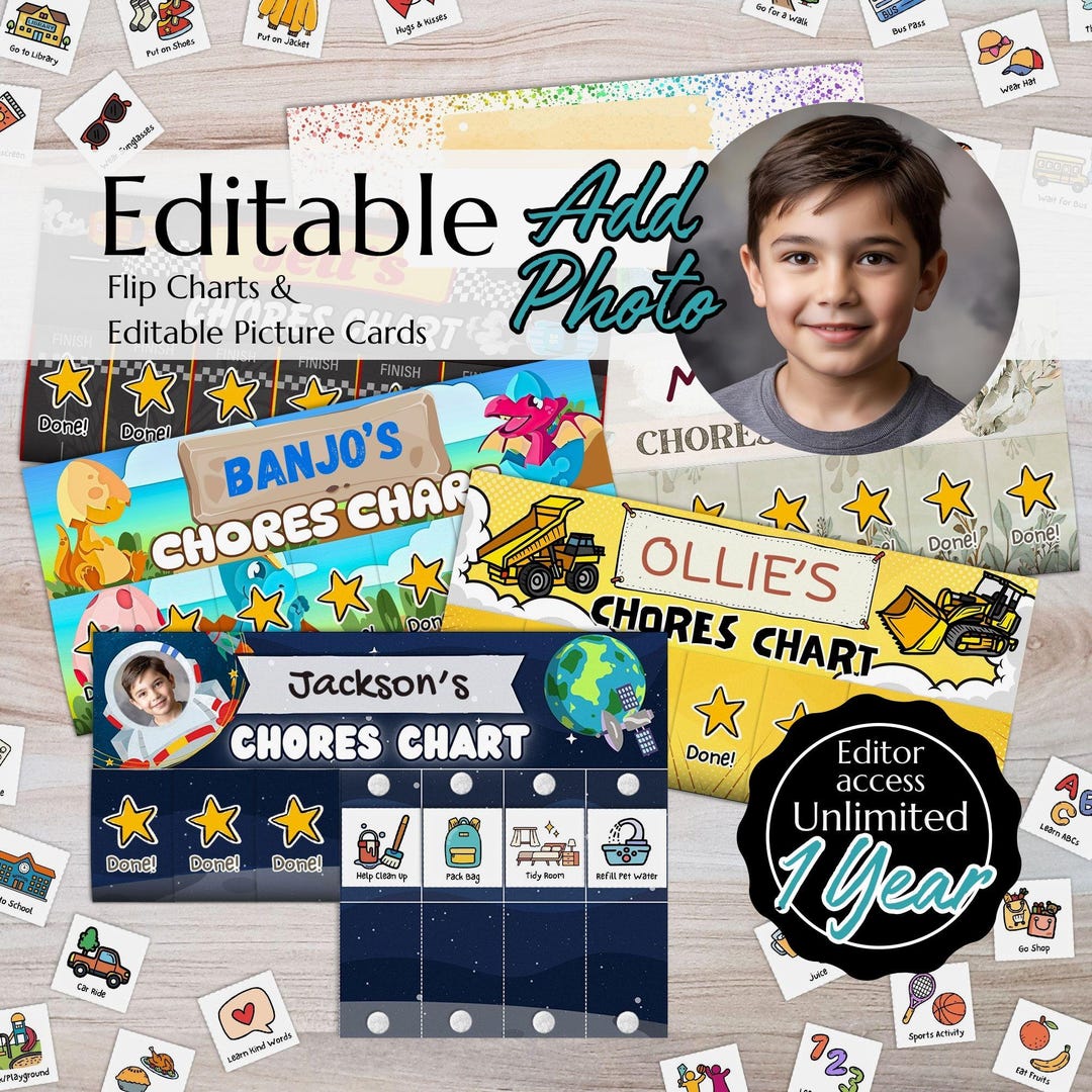 EDITABLE Chores Chart for Kids, Daily Chore List - Visual Schedule ...