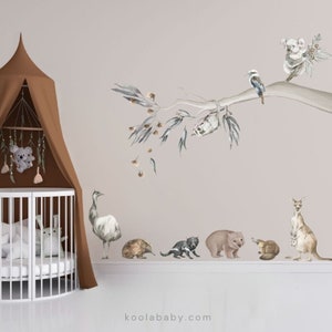 Wall Decal Stickers | Kids Wall Decals | Australian Gum Tree & Native Animals | EASY to USE Peel and Stick Children Room Decor |Free Ship AU