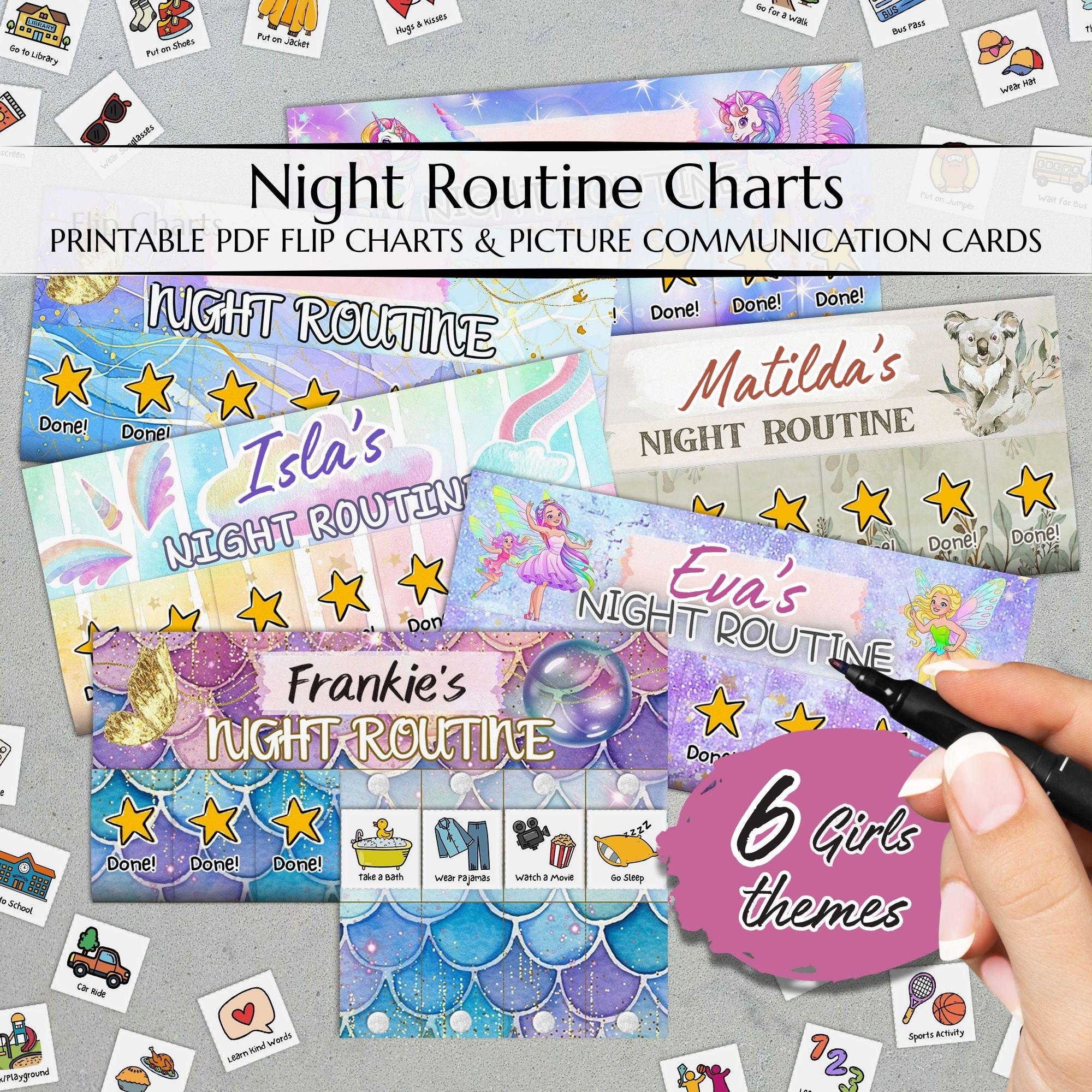 Night Routine Chart– Visual Schedule, Daily Routine, Visual Learning ...