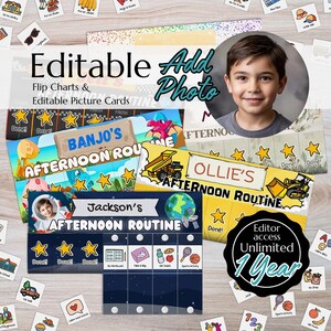 REDIGERBARA dagliga rutindiagram - EFTERMIDDAGSRUTIN: Visuell tidtabell, bildkort för barn, personliga, autismgrafik, ADHD-stöd ~ Pojkar
