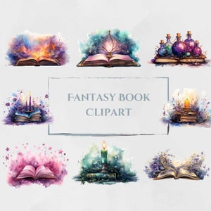 25 PNG Watercolour Fantasy Book Clipart