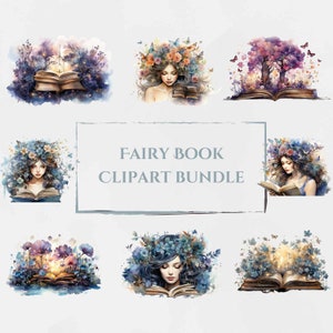 24 PNG Fairy Book Clipart, watercolour vintage fairy book art designs