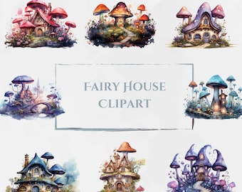16 PNG Fairy House Clipart, watercolour fairy house clipart designs