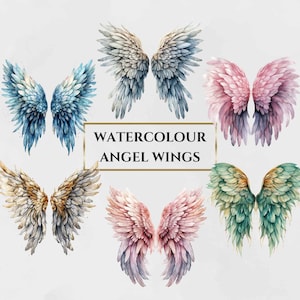 25 PNG Watercolour Angel Wings Clipart