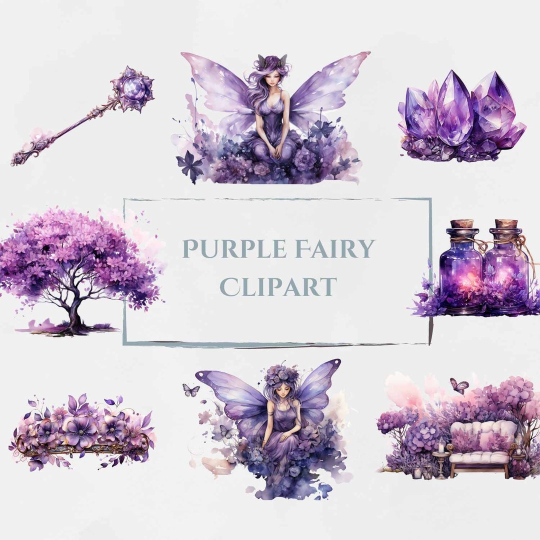 27 PNG Purple Fairy Clipart, Watercolour Fairy Clipart Designs - Etsy