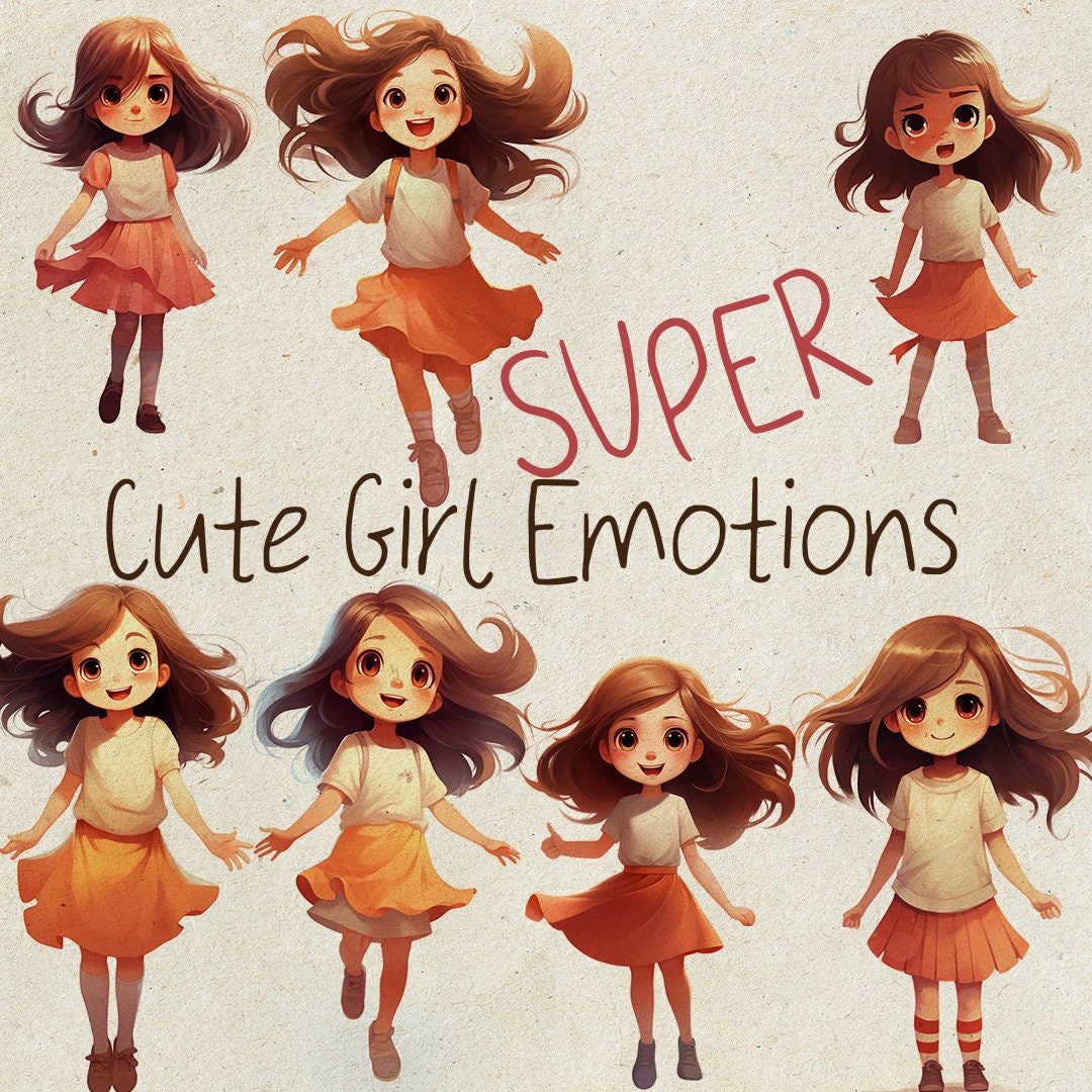 Collection of cartoon little girl character PNG clipart, children avatars, kids clipart, digital instant download, commercial use