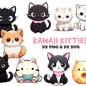 Unwiderstehlich süße Kawaii Kätzchen SVG & PNG | Liebenswerter Digitaler Download für kommerzielle Nutzung