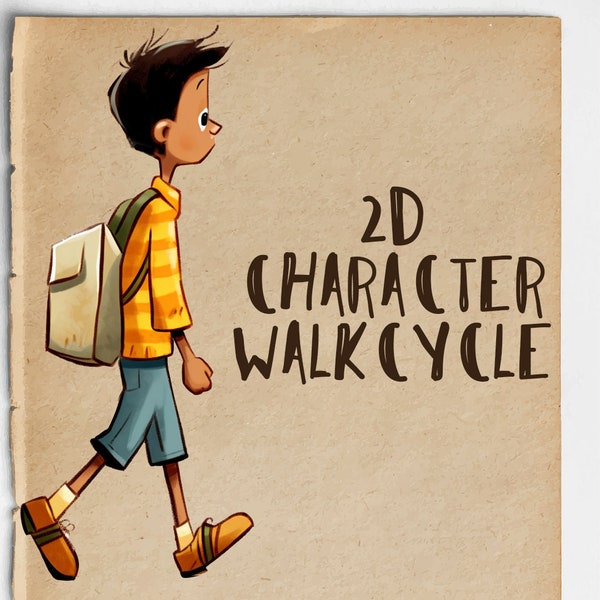 2D Character animated walk cycle | Boy walking PNG| Looping alpha mov file | High Resolution and Commercial License