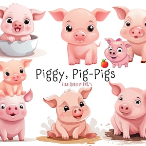 10x Piggy Transparent SVG and PNG Files - Digital Download - Muddy pigs | Happy piglets for Commercial Use