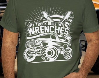 Camiseta de Monster Truck: Camiseta gráfica "Construido con llaves inglesas"