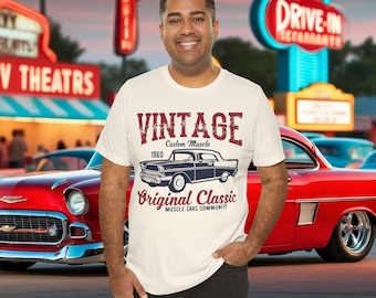 Camiseta vintage da Chevrolet, camiseta clássica de muscle car americano, presente da Chevrolet para homens, presente de aniversário para apaixonado por carros, camiseta retrô para amantes de carros, presente para o pai