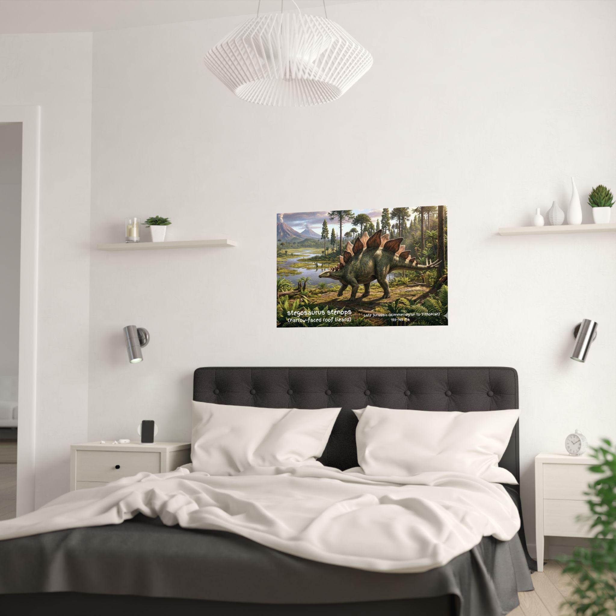 Stegosaurus Illustration Poster Satin Poster | Dinosaur Art ...