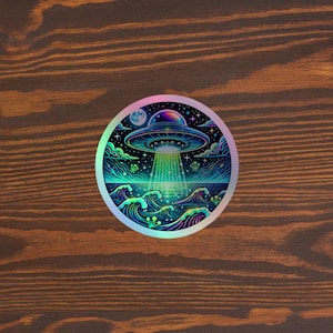 Świecąca Holograficzna Naklejka UFO Ocean