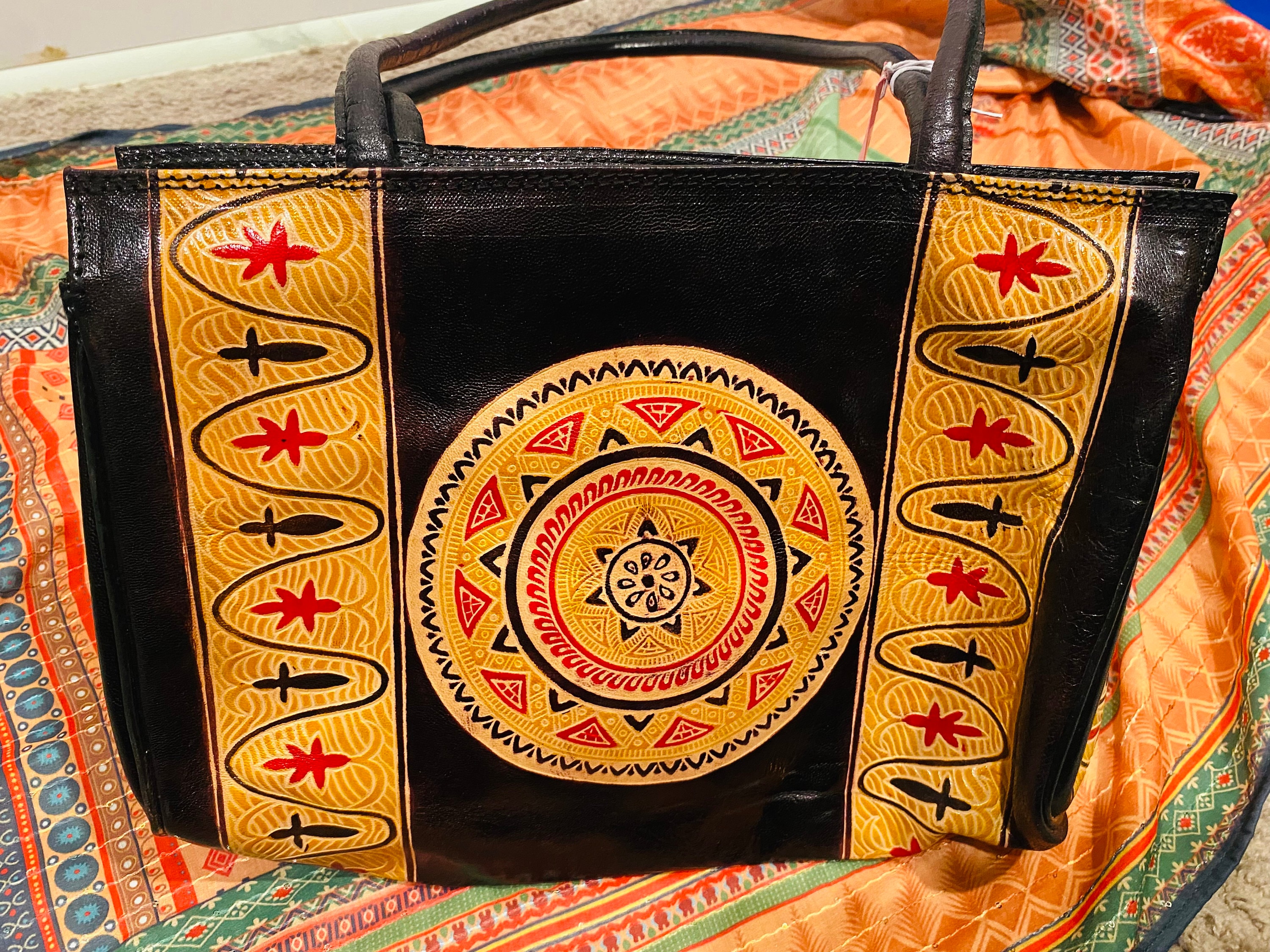 Crafts of India Divine Lovers Radha Krishna Design Ethnic Hand Embossed  Shantiniketan Leather Indian Shoulder Bag: Handbags: Amazon.com