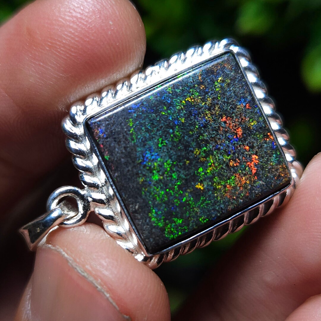 Andamooka Opal Pendant Multicolor Natural Polished Opals Etsy