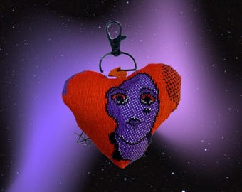 Cosmic Heart Textile Charm | Handmade Appliqué Fiber Art Accessory (Made to Order)