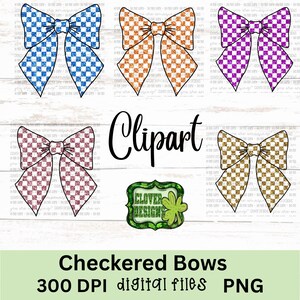 Checkered Bow Clipart /Trendy Bow Digital PNG/Bow Sublimation/Glitter Bow Png/Checkered Bow Distressed Clipart/Bow Clipart/Checkered Bow
