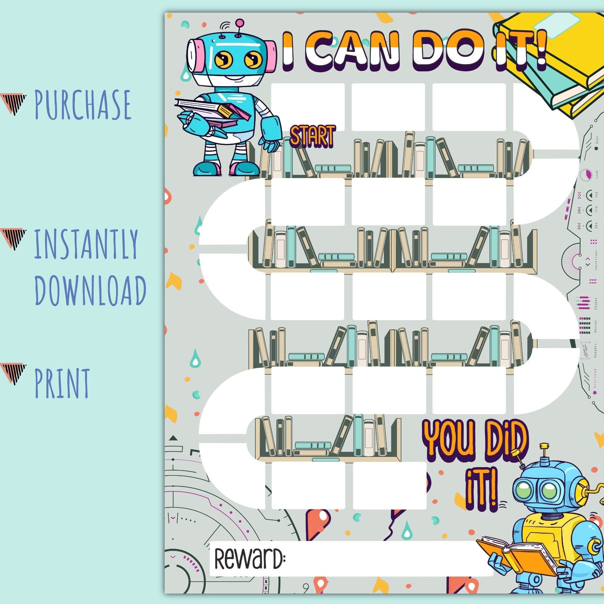 Robot Reward Chart Behavior Chart Reading Chart Kids Chore Chart Robot ...