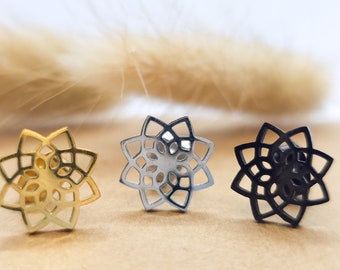 Mandala Blume Ohrstecker | Boho Ohrringe | Edelstahl Stecker | Silber | Gold | Schwarz | Lebensblume